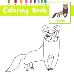 Coloring page Ferret animal cartoon character vector illustration