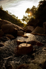 River Sunset Rocks Nature Wildlife