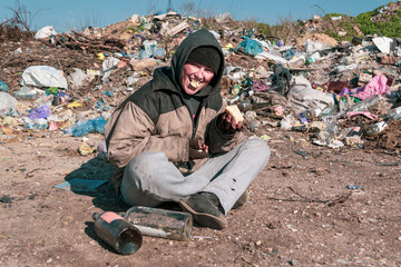 Homeless woman lives in a landfill