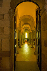 Fototapeta premium View of the crypt of the Romanesque cathedral of Trani in Puglia, Italy.