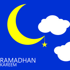 Ramadhan Kareem for Moslem Holy Month Fasting with Crescent and Mosque Architecture
