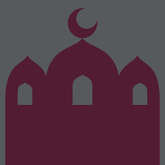 Ramadhan Kareem for Moslem Holy Month Fasting with Crescent and Mosque Architecture
