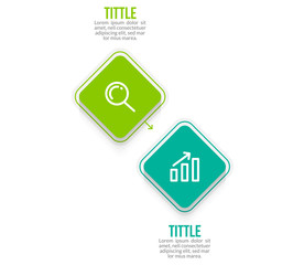 Minimal Business Infographics template. Timeline with 2 steps, options and marketing icons .Vector linear infographic with two conected elements. Can be use for presentation.