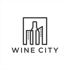 wine city logo style line art 