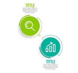 Minimal Business Infographics template. Timeline with 2 steps, options and marketing icons .Vector linear infographic with two conected elements. Can be use for presentation.