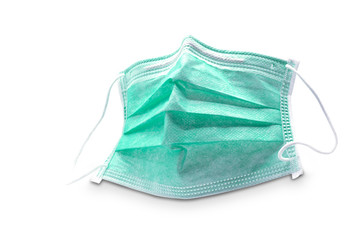 Doctor mask green for protect Covid 19 or Corona Virus,were to save your life  and from air pollution isolated on white background with clipping path.
