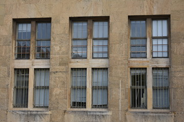 Fototapeta na wymiar Windows at old abandoned Tempelhofer Feld in Tempelhof Berlin Germany