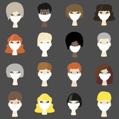 set with people in medical masks