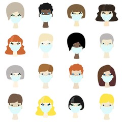 set with people in medical masks