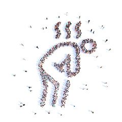 A group of people in the shape of a person infected with a virus. Stop coronavirus, stop virus Covid 2019.