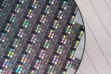 Macro of silicon semiconductor wafer.