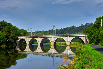 Image of a railway viaduct over La Vilaine River, Brittany, France
