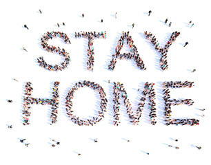 A group of people in the shape of an expression Stay home. Stop coronavirus, stop Covid 2019 . Quarantine, isolation.