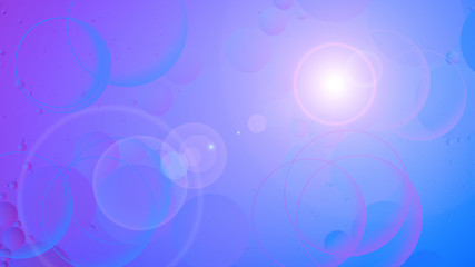 bright oily drops in water with colorful background, close-up