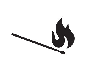 The black silhouette of a burning match is isolated on a white background. Flat vector illustration, EPS 10.