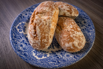 Gingerbread on the plate on the table