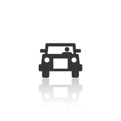 solid icon for black car front and shadow,vector illustration