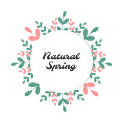 Obraz premium Spring banner for decoration. Spring banner in vector. Spring colors, green and pink.