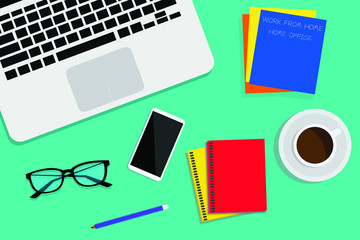 Concept of working from home. Relaxation. Work wherever you want with pleasure. Creating ideas. Freelance. Flat vector illustration. Covid-19 Coronavirus quarantine concept.