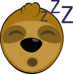 Fototapeta premium Vector illustration of the face of a sleeping sloth