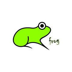 Frog logo.cartoon line icon version.