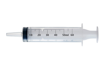 New plastic syringe isolated on white background. Clipping path