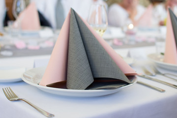 wedding table setting at restaurant