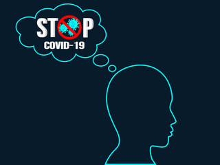 Stop Covid-19 on speech bubbles with dark background. Typography Design, vector Illustration concept coronavirus COVID-19.