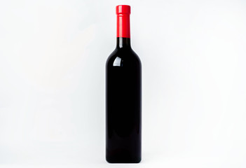 bottle of red wine on a white background, isolate