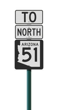 Vector illustration of the Arizona State Highway road sign on metallic green pole