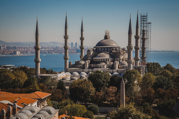 Turkey, the city of Istanbul, in the pictures one of the mosques of the city, outside.