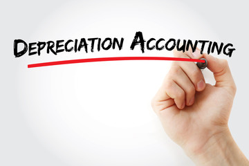 Depreciation Accounting text with marker, business concept background