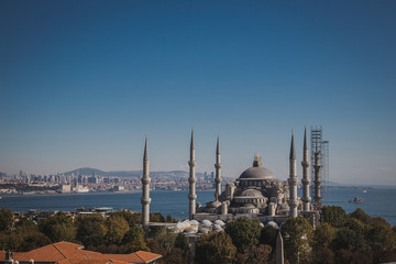 Turkey, the city of Istanbul, in the pictures one of the mosques of the city, outside.