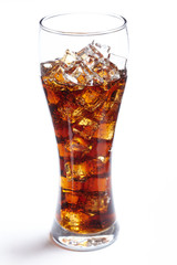 cola with ice cubes