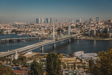 Obraz premium Turkey, Istanbul city, Bering Strait top view of the city.