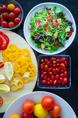 Mix vegetables salad in white plate