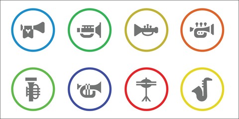 Fototapeta premium Modern Simple Set of saxophone Vector filled Icons