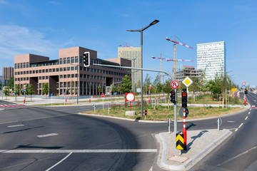 Roads with intersection in European district Kirchberg of Luxembourg city