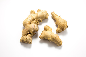Root ginger isolated on a white studio background