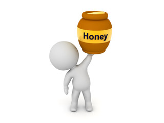 3D Character raising jar of honey