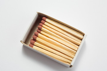 Close-up of a red match isolated on a white.