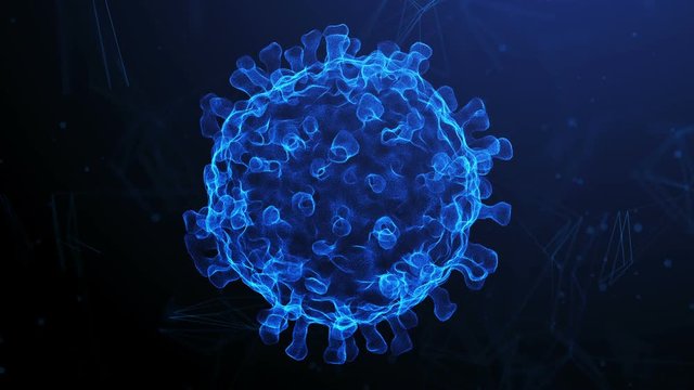 Seamless looped animation of Coronavirus 2019-nCoV in electrone microscope