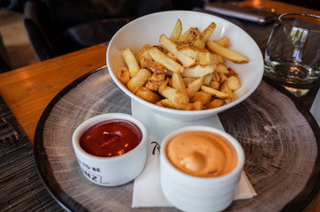 french fries and sauce