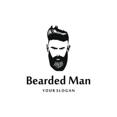 Beard man logo design. Awesome bearded man logo. A man with beard logotype.