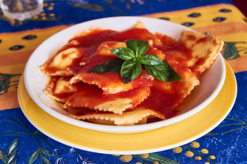 Fresh ravioli pasta made in Italy