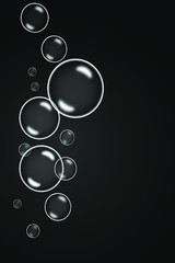 Illustration for design. Soap bubbles on a clean background. Background. Black