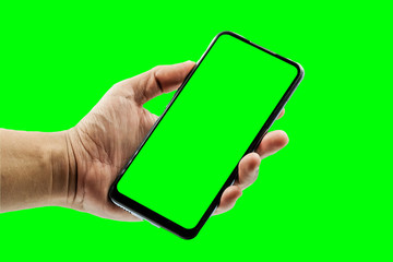 phone screen green. Studio shot of Smartphone iphoneX with blank white screen for Infographic...