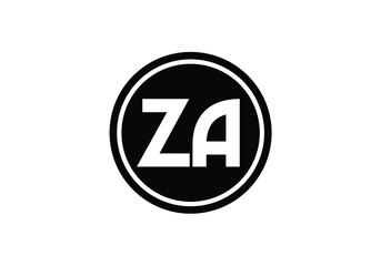 Minimalist Logo Design Featuring the Letters ZA Encased in a Black Circle Evoking Corporate Branding and Modern Aesthetics
