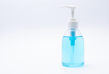 Hand sanitizer for Covid-19virus protection on a white background. Corona Virus protection concept.