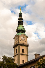 Church clock tower in Europe